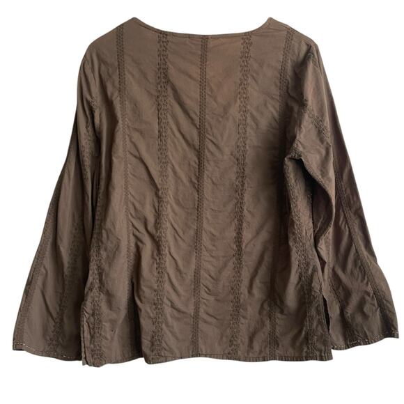 Cappagollo Women Top M Brown Cotton Beaded Boho Hippie Retro Whimsigoth Fairy - Picture 3 of 12